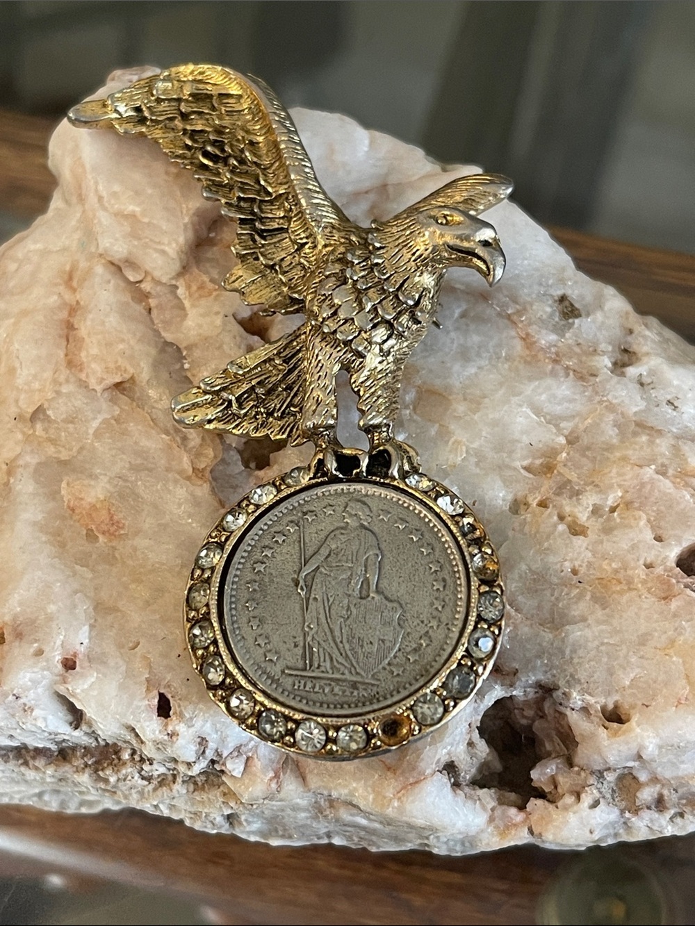 Eagle Brooch With 1971 Coin